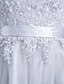 cheap Evening Dresses-Sheath / Column Open Back Formal Evening Black Tie Gala Dress V Neck Sleeveless Floor Length Tulle with Beading Appliques Flower 2020