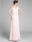 cheap Mother of the Bride Dresses-Mermaid / Trumpet Scoop Neck Floor Length Chiffon Mother of the Bride Dress with Sash / Ribbon by LAN TING BRIDE®