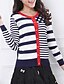 cheap Women&#039;s Sweaters-Hot Sale/Women&#039;s Daily / Holiday Sexy / Street chic Regular CardiganStriped Blue / Red Round Neck Long Sleeve Cotton Fall / Winter Medium