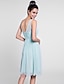 cheap Bridesmaid Dresses-A-Line Bridesmaid Dress Scoop Neck Sleeveless Knee Length Chiffon with Ruched / Draping 2022