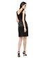 cheap Special Occasion Dresses-Sheath / Column V Neck Knee Length Satin Dress with Sash / Ribbon / Side Draping / Crystal Brooch by TS Couture®