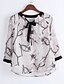 preiswerte Blusen und Hemden für Damen-Damen Druck Retro / Street Schick Ausgehen Bluse,Rundhalsausschnitt ¾-Arm Weiß Polyester Dünn