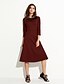 cheap Vintage Dresses-Women&#039;s Work Casual A Line Dress - Polka Dot Bow Fall Cotton Navy Blue Red Wine L XL XXL