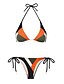 cheap Women&#039;s Swimwear-Women&#039;s Swimwear Bikini Swimsuit Print Color Block Orange Triangle Halter Neck Bathing Suits / Sexy