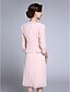 cheap Mother of the Bride Dresses-Sheath / Column Mother of the Bride Dress Convertible Dress Square Neck Knee Length Chiffon 3/4 Length Sleeve yes with Beading 2023