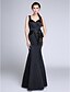 cheap Special Occasion Dresses-Mermaid / Trumpet Elegant Formal Evening Dress Straps Sleeveless Floor Length Satin with Side Draping 2021