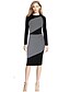 cheap Women&#039;s Dresses-Women&#039;s Sheath Dress,Striped Round Neck Midi Long Sleeve Cotton Fall Mid Rise Micro-elastic Medium