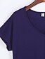 baratos T-Shirts de mulher-Feminino Camiseta Diário Casual Verão,Sólido Algodão Decote V Manga Curta Média