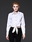 billige Bluser og skjorter til kvinner-Bomull Skjortekrage Skjorte Dame - Ensfarget Enkel Arbeid Hvit