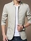 cheap Men&#039;s Jackets &amp; Coats-Men&#039;s Jacket Daily Work Weekend Stand Collar Jacket Outerwear Solid Colored Khaki Royal Blue Beige / Long Sleeve / Spring / Summer / Fall / Long Sleeve