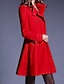 olcso Női kabátok és ballonkabátok-Casual/hétköznapi Egyszerű Téli-Női Kabát,Egyszínű Hosszú ujj Piros Poliészter Közepes vastagságú