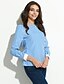 abordables Tops de tallas grandes-Mujer Blusa A Rayas Escote Barco Rosa Azul Diario Ropa Algodón / Verano / Manga Larga