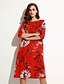 cheap Women&#039;s Dresses-Women&#039;s Daily Boho Loose Dress Print Summer Cotton Red Green L XL XXL