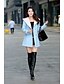 cheap Women&#039;s Coats &amp; Trench Coats-Women&#039;s Going out / Casual/Daily Sexy / Simple / Cute Coat,Solid V Neck Long Sleeve Winter Blue / Pink / Gray Cotton Medium