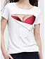 billige T-skjorter til kvinner-Bomull Kortermet,Rund hals T-skjorte Geometrisk Enkel Ut på byen Dame