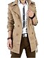 cheap Men&#039;s Trench Coat-Men&#039;s Blazer Weekend Fall Long Coat Slim Jacket Long Sleeve Solid Color Black Khaki