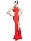 cheap Special Occasion Dresses-Sheath / Column Jewel Neck Floor Length Jersey Dress with Split Front by TS Couture®