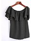 Χαμηλού Κόστους Γυναικεία Μπλουζάκια (Tops)-Γυναικεία T-shirt Καθημερινά Απλό Πουά,Κοντομάνικο Χαμόγελο Καλοκαίρι Μεσαίου Πάχους Πολυεστέρας Μαύρο