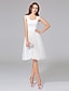お買い得  ウェディングドレス-A-Line Scoop Neck Knee Length Cotton / Tulle Cap Sleeve Formal / Casual Little White Dress Made-To-Measure Wedding Dresses with Lace 2020