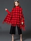 cheap Women&#039;s Scarves-Women&#039;s Casual / Daily Street chic Tassel Fringe Plaid Long Sleeve Batwing Sleeve Long Pullover Sweater Jumper, Turtleneck Fall / Winter Rayon Black / Red / Fuchsia