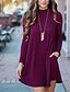 cheap Women&#039;s Dresses-Women&#039;s A-Line Dress Cotton Long Sleeve Solid Colored Fall Winter Going out Casual / Daily Work Cotton Wine Black Navy Blue Dark Gray Green Light gray