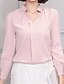 baratos Tops em tamanhos grandes-Mulheres Camisa Social Cor Sólida Decote V Formal Trabalho Manga Longa Blusas Branco Preto Rosa claro / Manga Princesa