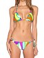 tanie Bikini i odzież kąpielowa-Damskie Kolorowy blok Kwiaty Nadruk Bikini Kostium kąpielowy Tęczowy Halter Stroje kąpielowe Kostiumy kąpielowe Tęczowy