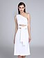 זול לאירועים מיוחדים חיסול-מעטפת \ עמוד כתפיה אחת באורך  הברך שיפון שמלה עם קפלים על ידי TS Couture®
