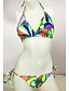 cheap Women&#039;s Swimwear &amp; Bikinis-Women&#039;s Color Block Floral Print Bikini Swimsuit Rainbow Halter Neck Swimwear Bathing Suits Rainbow