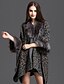cheap Women&#039;s Coats &amp; Trench Coats-Women&#039;s Fall Long Coat, Leopard Hooded 3/4 Length Sleeve Faux Fur / Cotton Beige / Gray / Navy Blue One-Size
