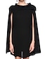 billige Cocktailkjoler-a-line svart kjole ferie hjemkomst kort / mini ermeløs juvelhals høst bryllup gjest chiffon med folder 2024