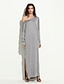 cheap Maxi Dresses-Women&#039;s Casual / Daily Simple Maxi Loose Dress - Solid Colored Split Off Shoulder All Seasons Cotton Gray Blue Khaki