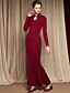 cheap Women&#039;s Dresses-Women&#039;s Casual / Daily Simple Trumpet / Mermaid Dress - Solid Colored Stand Spring Cotton Wine
