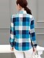 cheap Plus Size Tops-Women&#039;s Shirt Plaid Shirt Collar Orange Blue Daily Clothing Apparel / Long Sleeve