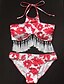 cheap Women&#039;s Swimwear &amp; Bikinis-Women&#039;s Tassel Floral Sports Bikini Swimsuit Print Halter Neck Swimwear Bathing Suits White Black Red Green