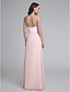 cheap Bridesmaid Dresses-Sheath / Column Spaghetti Strap Floor Length Chiffon Bridesmaid Dress with Lace by LAN TING BRIDE®