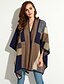 voordelige Damestruien-Dames Dagelijks Street chic Patchwork Lange mouw Grote maten Vleermuismouw  Lang Cloak / Capes, V-hals Winter Wol / Katoen Marineblauw / Rood / Lichtbruin Een maat