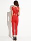 levne Dámské kombinézy-Women&#039;s Jumpsuit Mesh Lace Solid Colored Crew Neck Party Skinny Sleeveless White Black Red S M L Summer