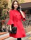 cheap Women&#039;s Coats &amp; Trench coats-DABUWAWA Women&#039;s Flare Sleeve Casual/Daily / Work Vintage / Sophisticated CoatSolid Crew Neck Long Sleeve