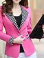 preiswerte Blazer für Damen-Damen Standard Blazer, Solide Langarm Polyester Gelb / Blau / Rosa L / XL / XXL