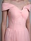 cheap Bridesmaid Dresses-A-Line Off Shoulder Floor Length Tulle Bridesmaid Dress with Criss Cross / Ruched by LAN TING BRIDE®