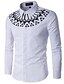 cheap Men&#039;s Casual Shirts-Men&#039;s Shirt Geometric Standing Collar White Long Sleeve Daily Weekend Slim Tops
