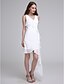 זול שמלות שושבינה-גזרת A שמלה לשושבינה  צווארון V ללא שרוולים א-סימטרי שיפון עם קפלים 2022