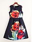 Χαμηλού Κόστους Vintage Φορέματα-Γυναικεία Εξόδου Βίντατζ Βαμβάκι Γραμμή Α Φόρεμα - Φλοράλ Ως το Γόνατο