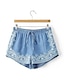 זול מכנסיים לנשים-מכנסיים שורטים ג&#039;ינסים קשיחות ישר גיזרה בינונית (אמצע) דפוס נשים