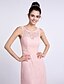 cheap Bridesmaid Dresses-Sheath / Column Scoop Neck Ankle Length Lace Bridesmaid Dress with Lace by LAN TING BRIDE®