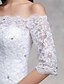 cheap Wedding Dresses-Wedding Dresses Mermaid / Trumpet Strapless Half Sleeve Sweep / Brush Train Lace Bridal Gowns With Appliques 2023 Summer Wedding Party, Women&#039;s Clothing