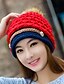 זול כובע צמר-סתיו חורף צהוב אדום כחול כובע צמר טלאים סריגים פעיל בגדי ריקוד נשים