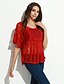 billige Bluser og trøjer til kvinder-Dame - Ensfarvet Udskæring Simple Bluse Rød