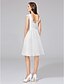 お買い得  ウェディングドレス-A-Line Scoop Neck Knee Length Cotton / Tulle Cap Sleeve Formal / Casual Little White Dress Made-To-Measure Wedding Dresses with Lace 2020
